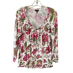 TALBOTS Floral Print Top Size Petite Medium